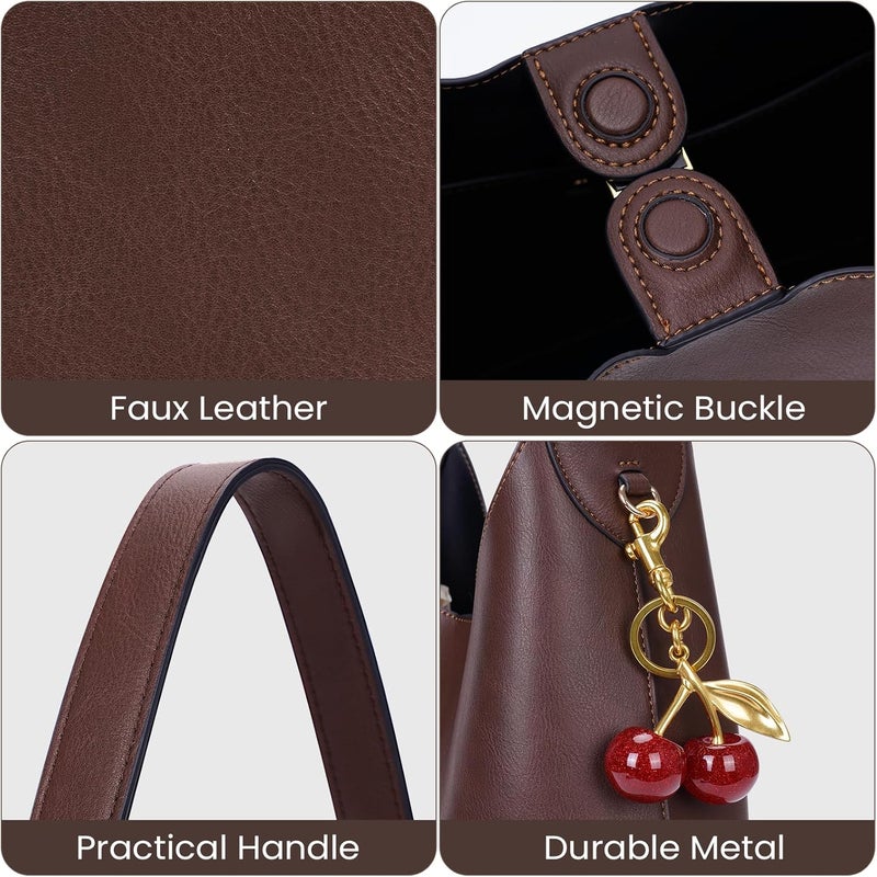 HICARRY Faux Suede Hobo Bags Vegan Leather Shoulder Bag Tote for Women Medium Slouchy Designer Handbags Purses Fall Fashion - Image 4